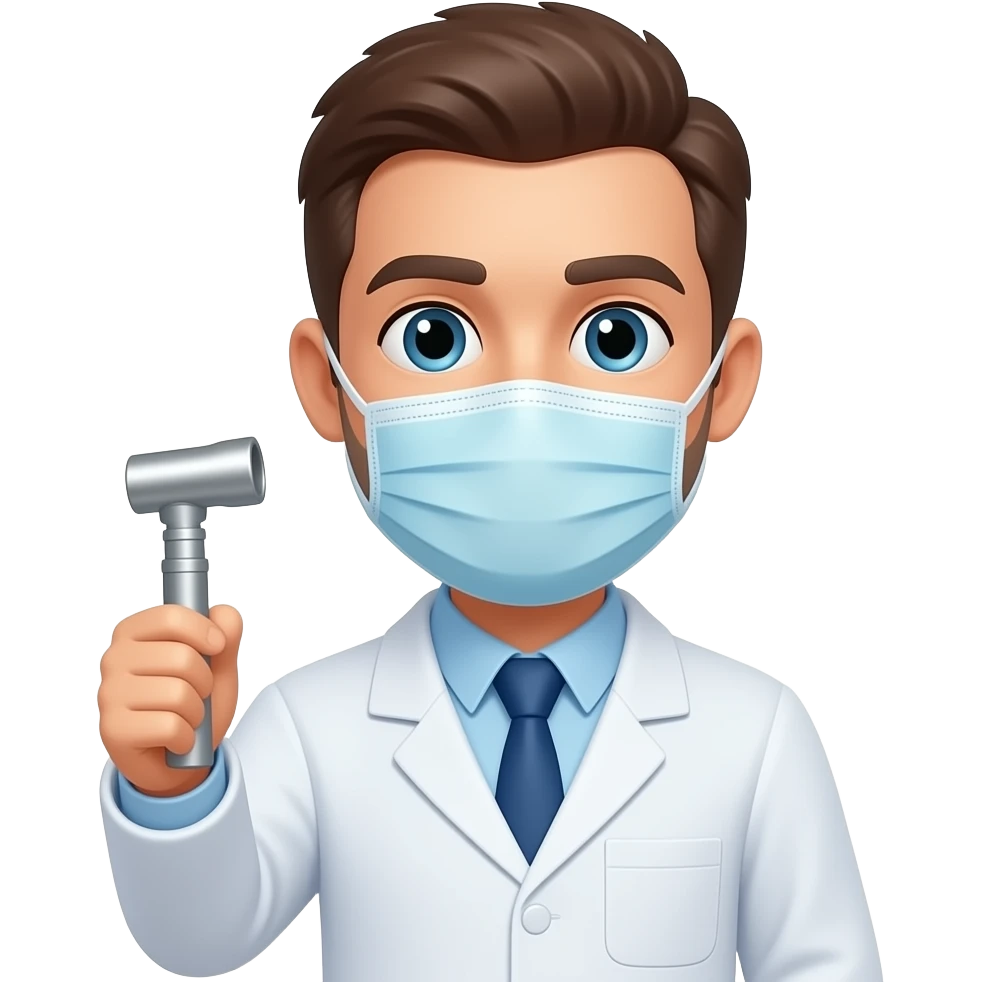 male dentist with turbine/dental piece in hand emoji