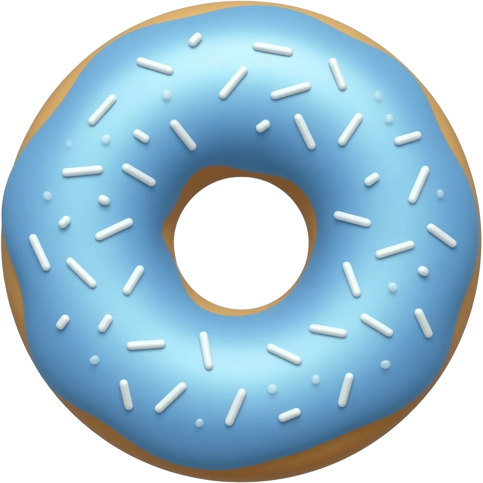 light blue donut with some white sprinkles. top view emoji