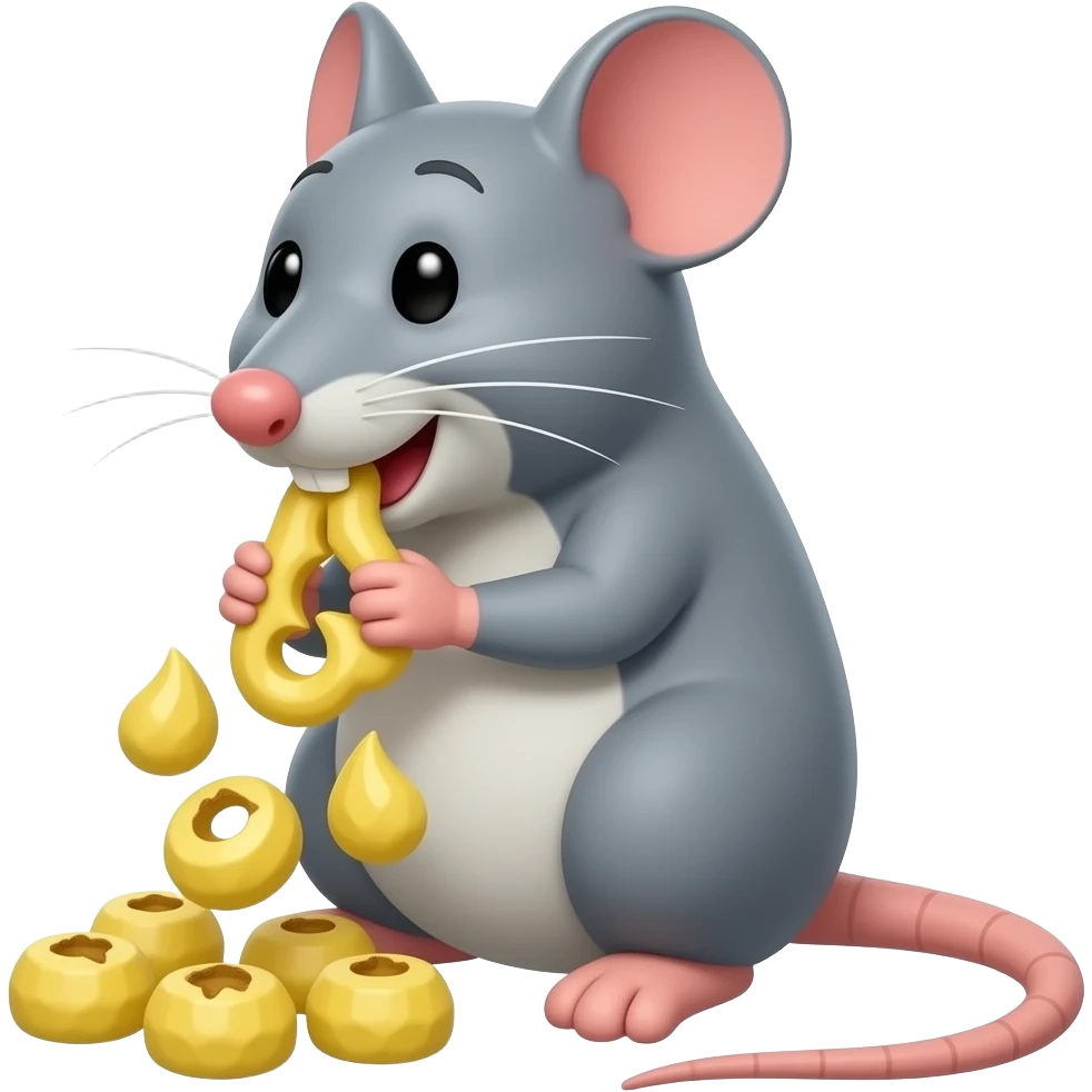 souris qui pete et qui mange une barbapapa emoji