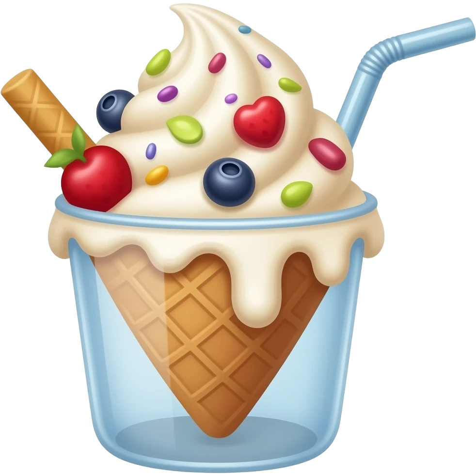 ice cream with ice cream and fruit in a glass cup (without horn and tube) emoji