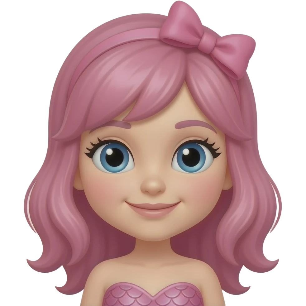 A pink mermaid with a bow on the head emoji