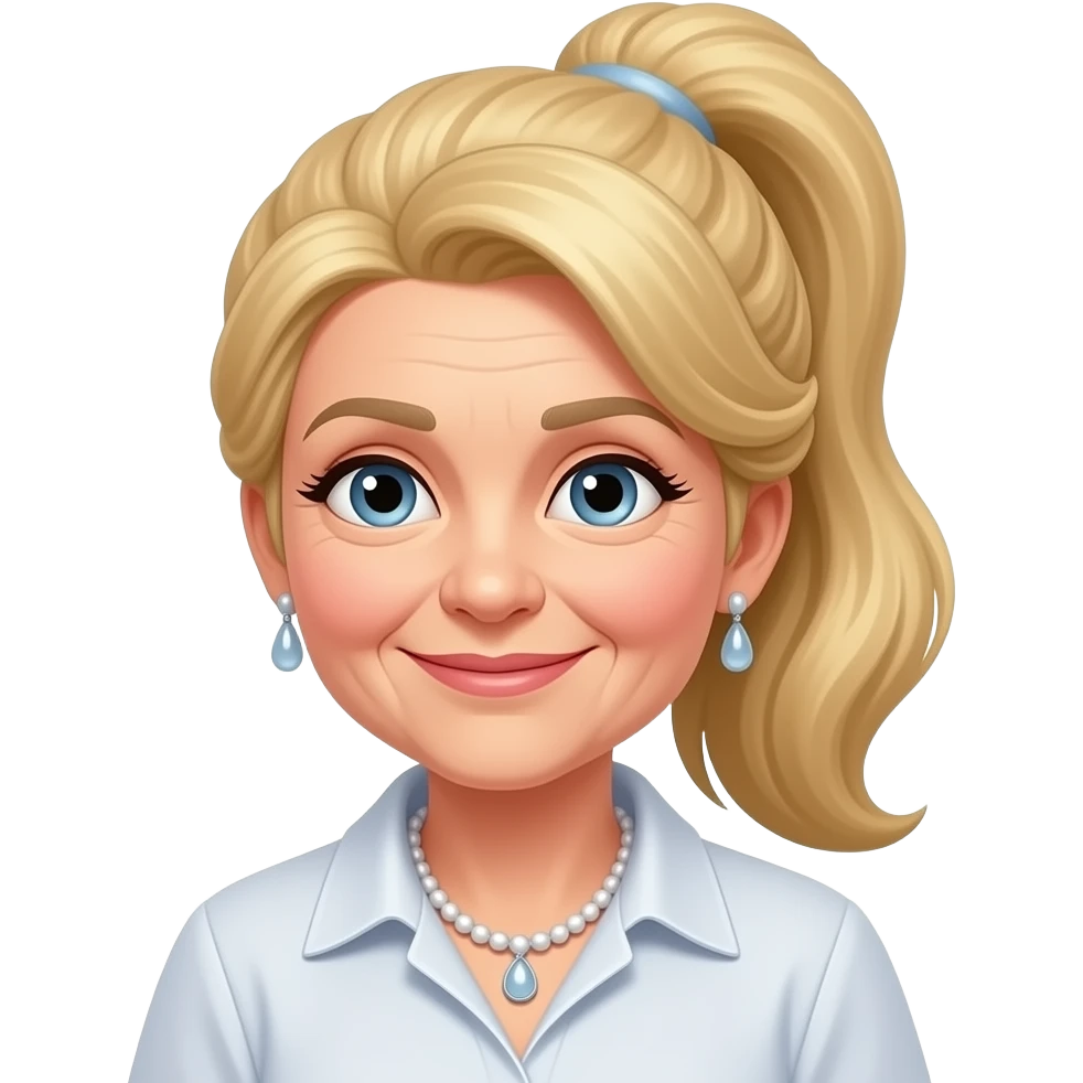 fancy blonde old lady with ponytail portrait front emoji