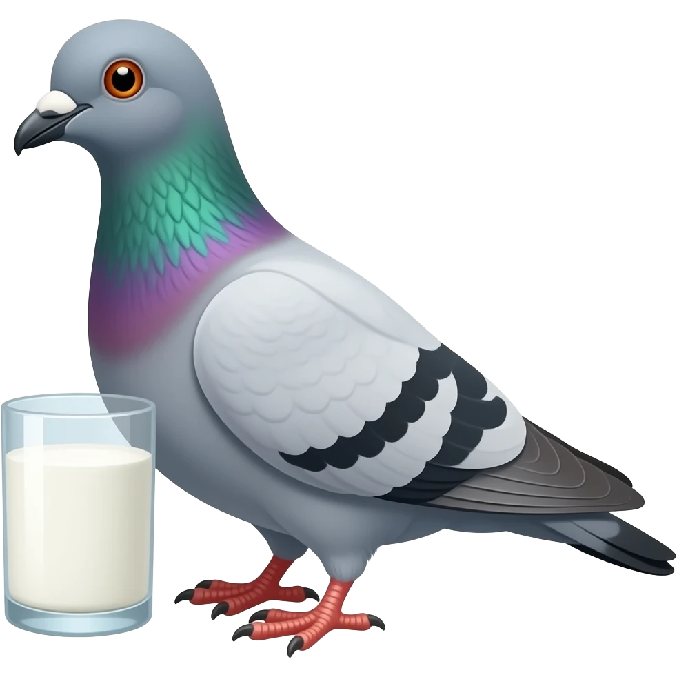 Pigeon standing on milk emoji