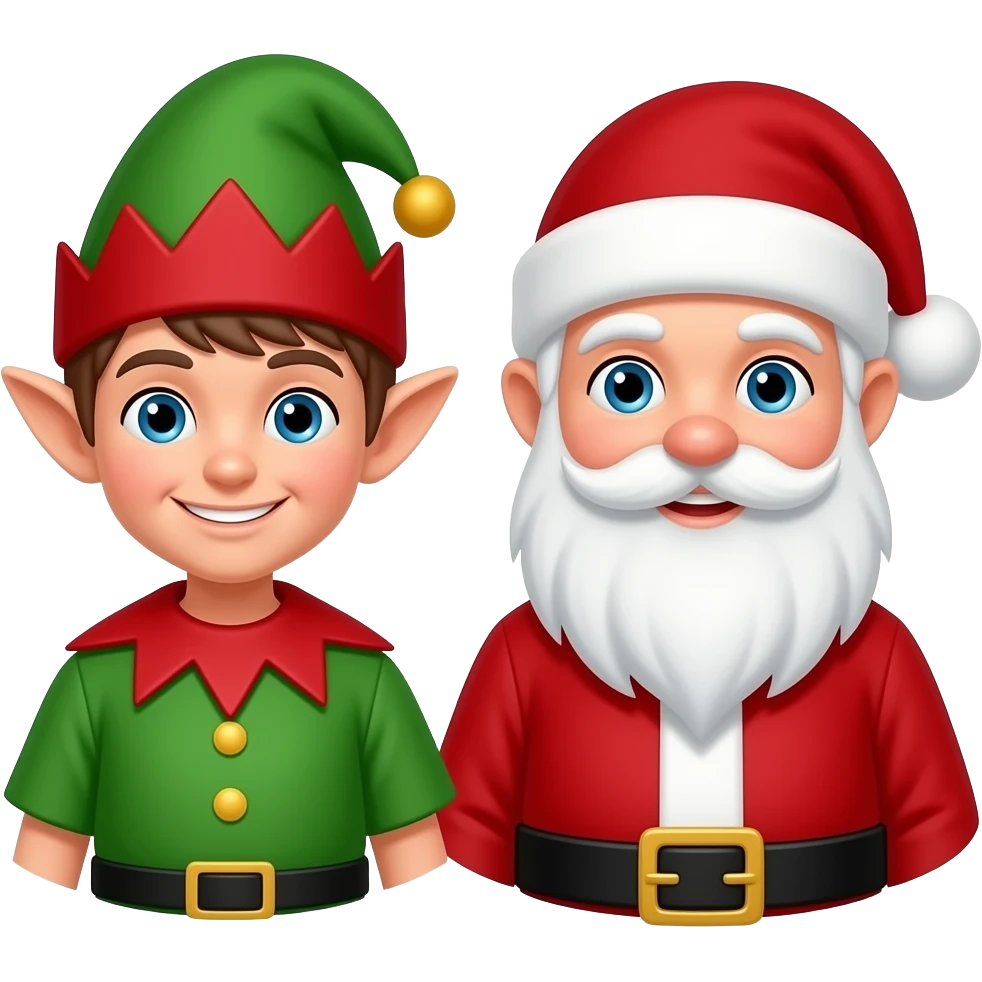 Two elves and santa emoji