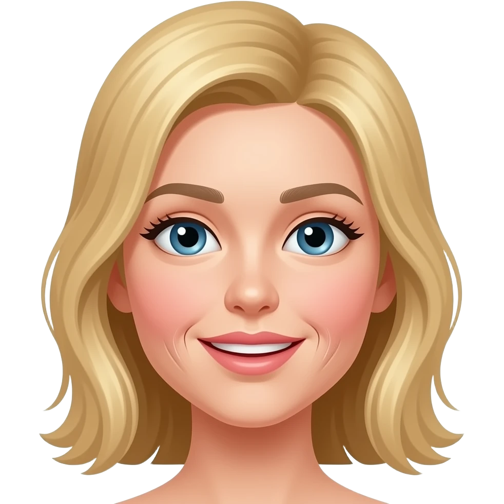 Automassage sur les deux joues pour masser muscles mâchoire, bouche entrouverte, fille cheveux blond, vu de proche emoji