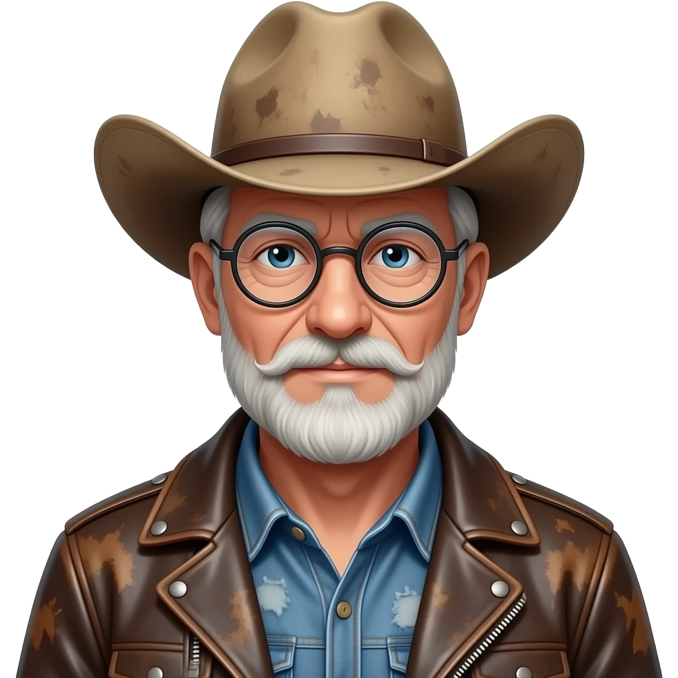 White Old man cowboy with grey goatee and glasses emoji