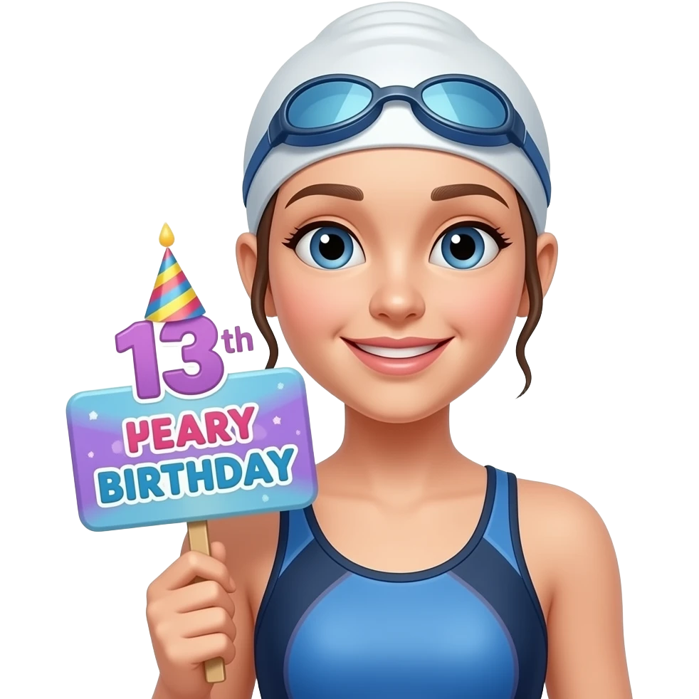 girl swimmer 13th birthday sign emoji