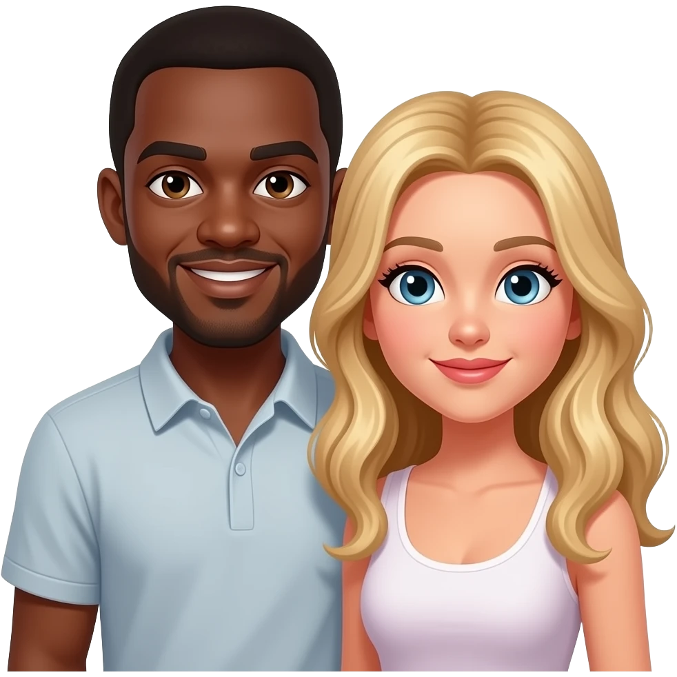 Bald black man reunited with his blonde girlfriend emoji