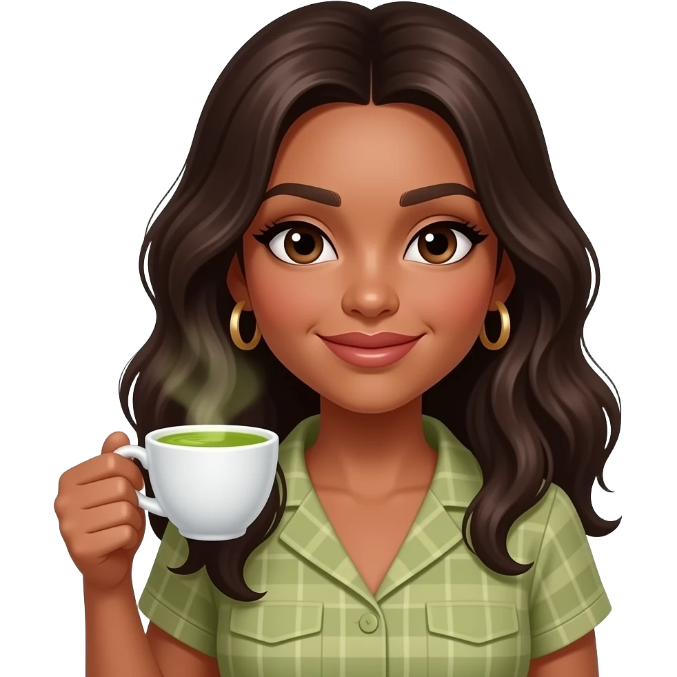 Diva holding matcha emoji