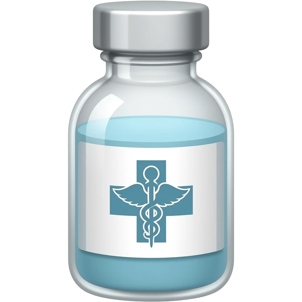 medicine in glass container with silver lid emoji