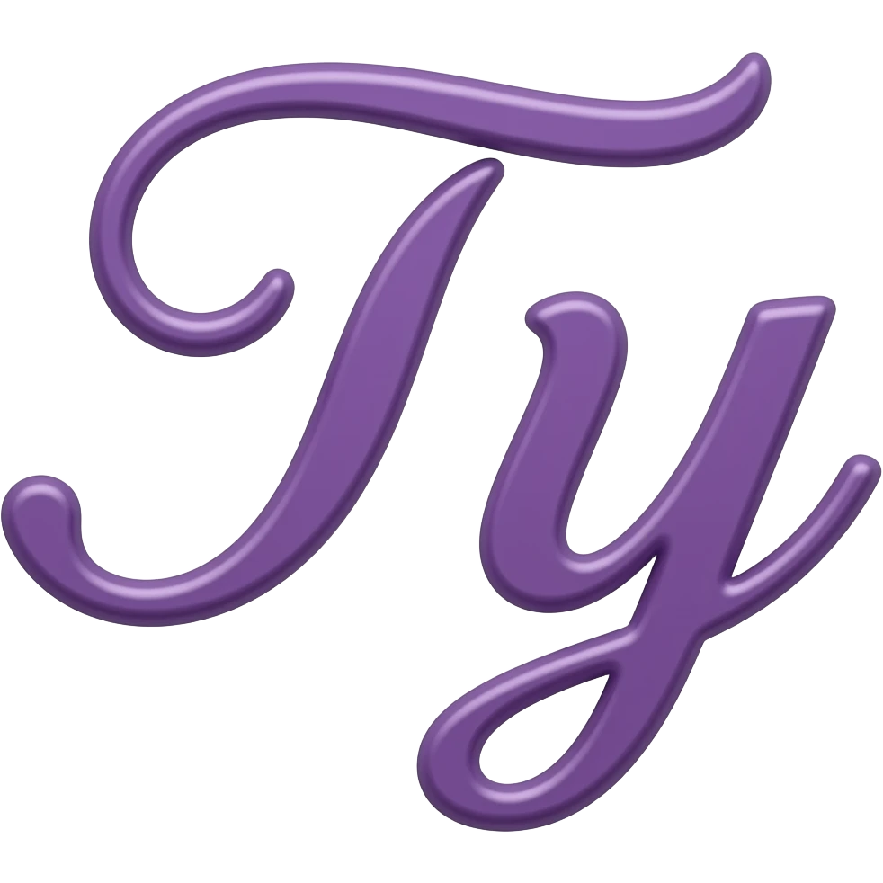 purple letter capital ty in cursive style emoji