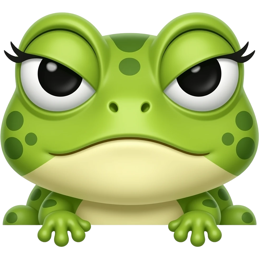 Frog with eyelashes judgmental side eye emoji