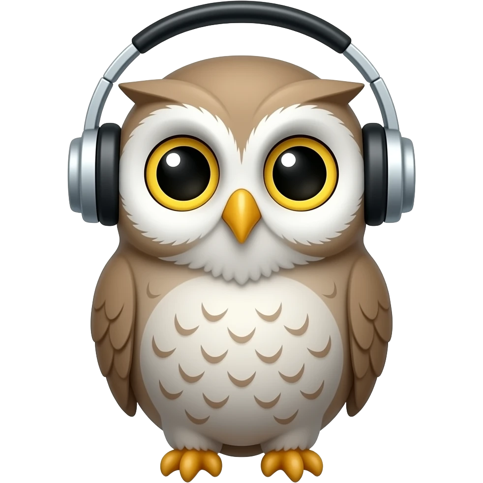 🦉🎧 merge them. An owl listening songs and feels the songs deeply by wearing headphone. emoji