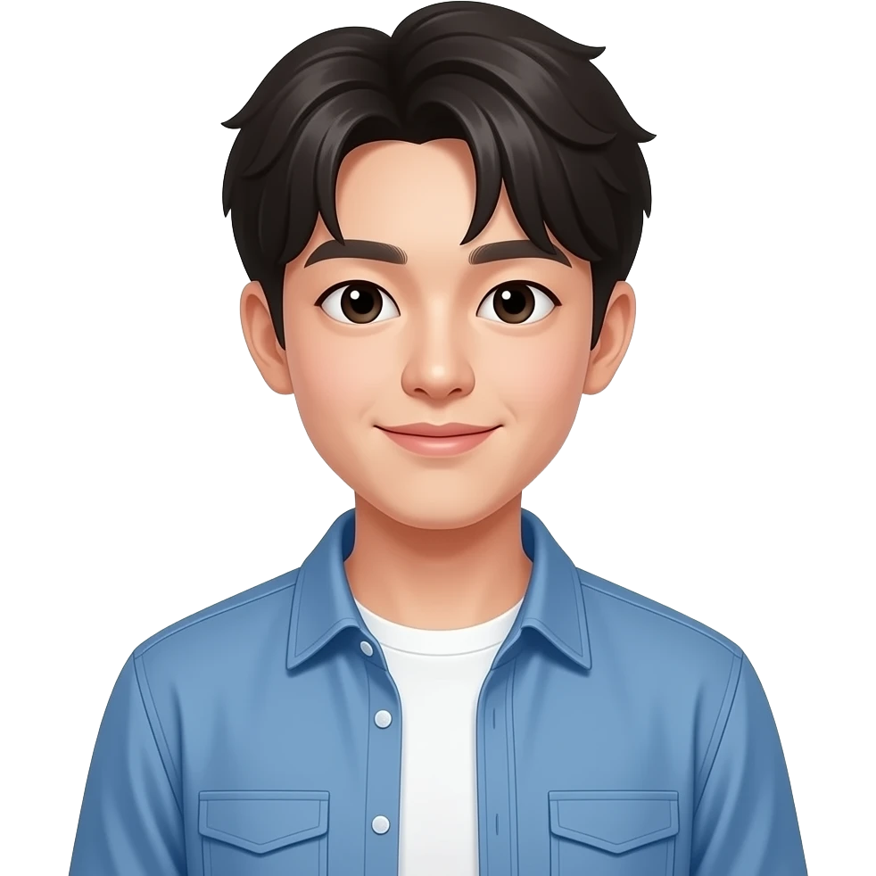 korean-young-man-+-white-t-shirt,-blue-shirt emoji
