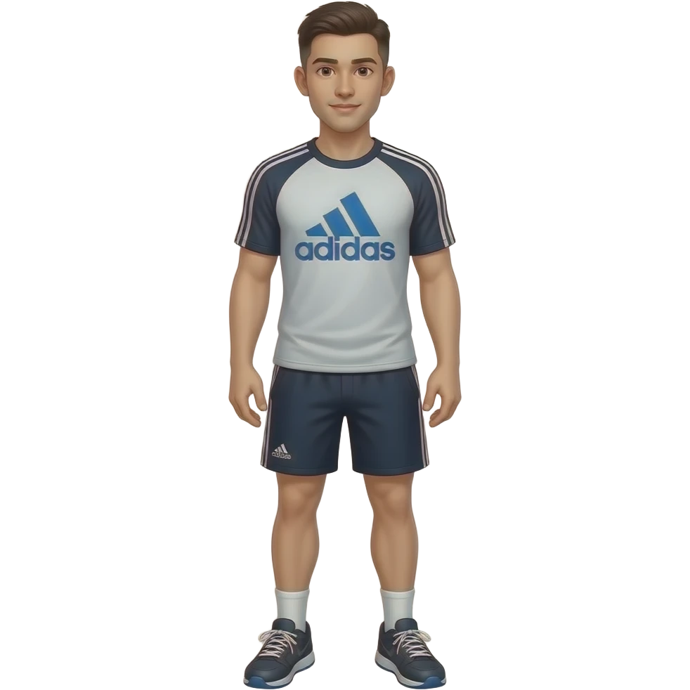 skinny young man adidas sporty outfit buzz cut light skin  full height emoji