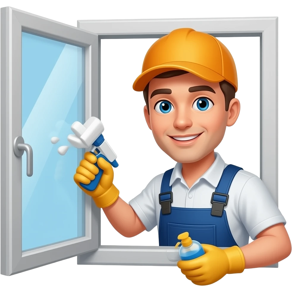 hombre limpiador de ventanas en las alturas emoji