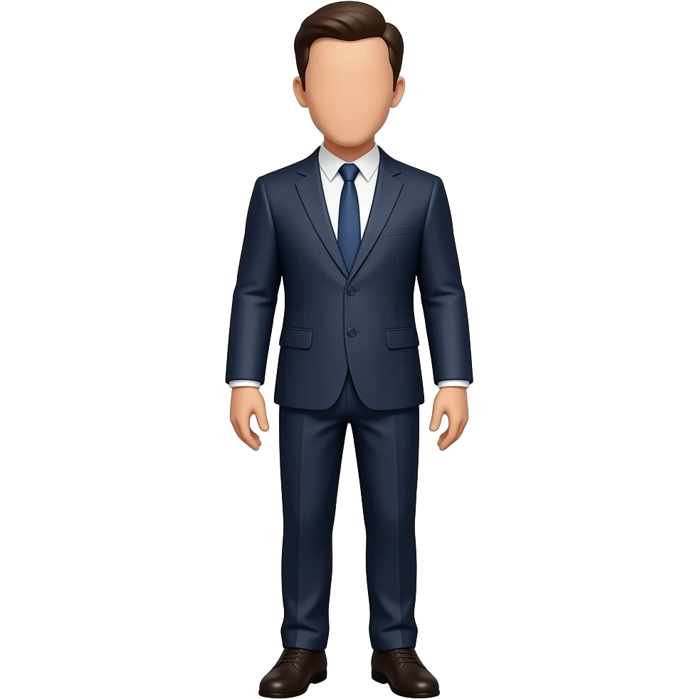 hombre profesional, cuerpo completo sin rostro, con traje emoji
