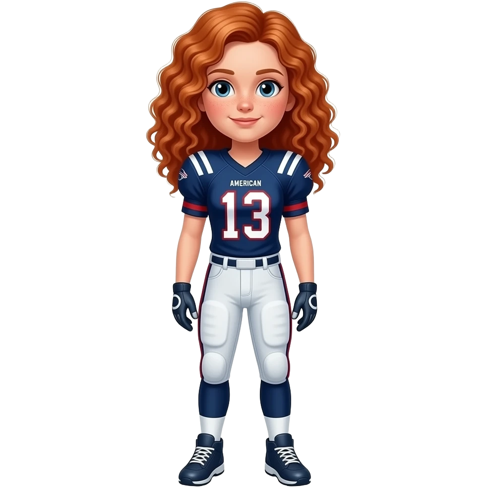 Fille rousse bouclés tâches de rousseur football américain emoji