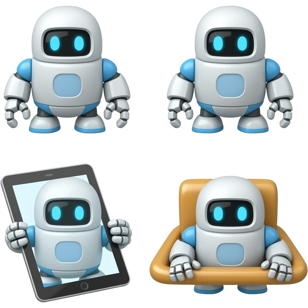 tablet digital y robot de suelo emoji | AI Emoji Generator
