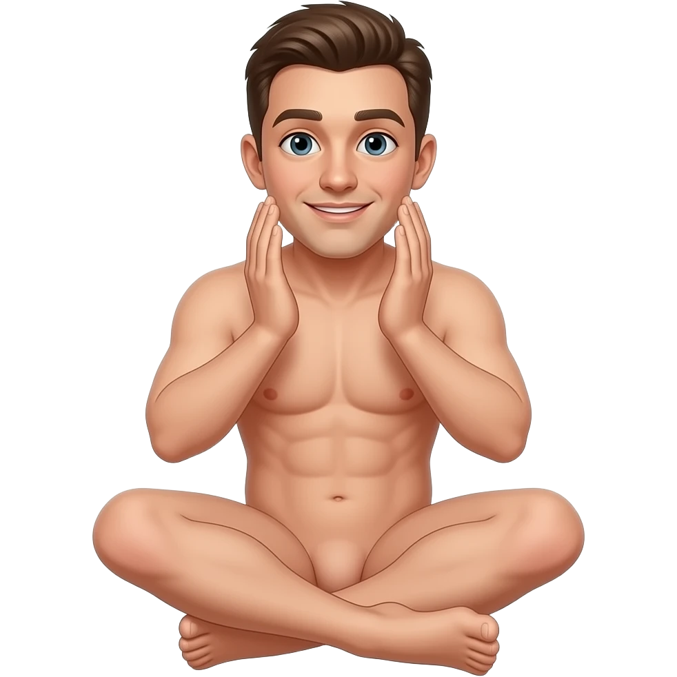2 Naked man full body Cover the penis sitting and slap you face. emoji