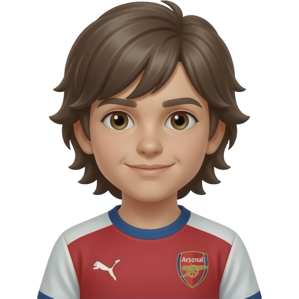 Young boy long hair Arsenal shirt emoji