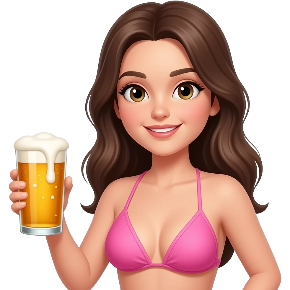 girl holding beer and wearing pink top bikini emoji