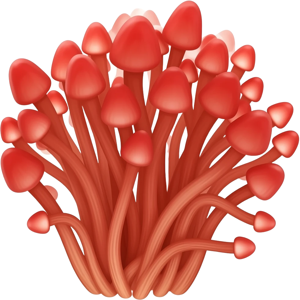Bundle of long&thin red mushroom emoji