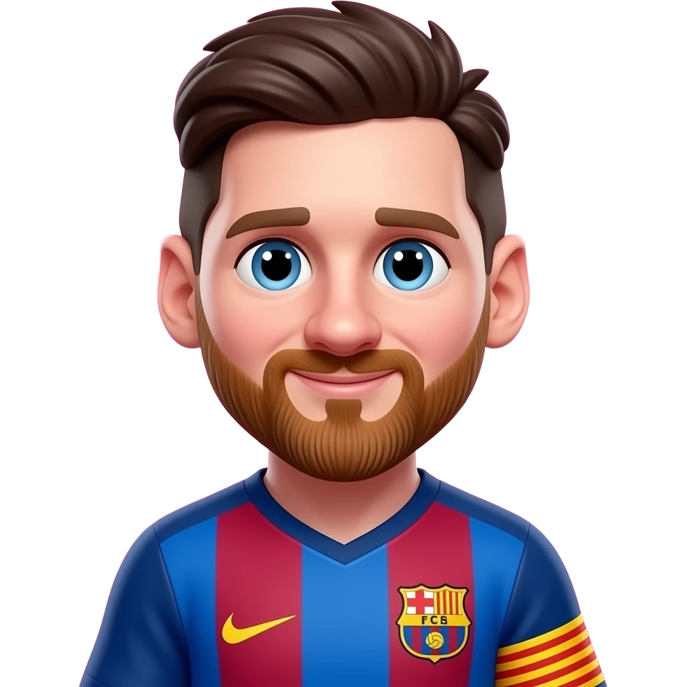 Create a 3D chibi Messi emoji, chest-up only, smooth lighting, pink background, zero trophies, addictive puzzle vibe emoji