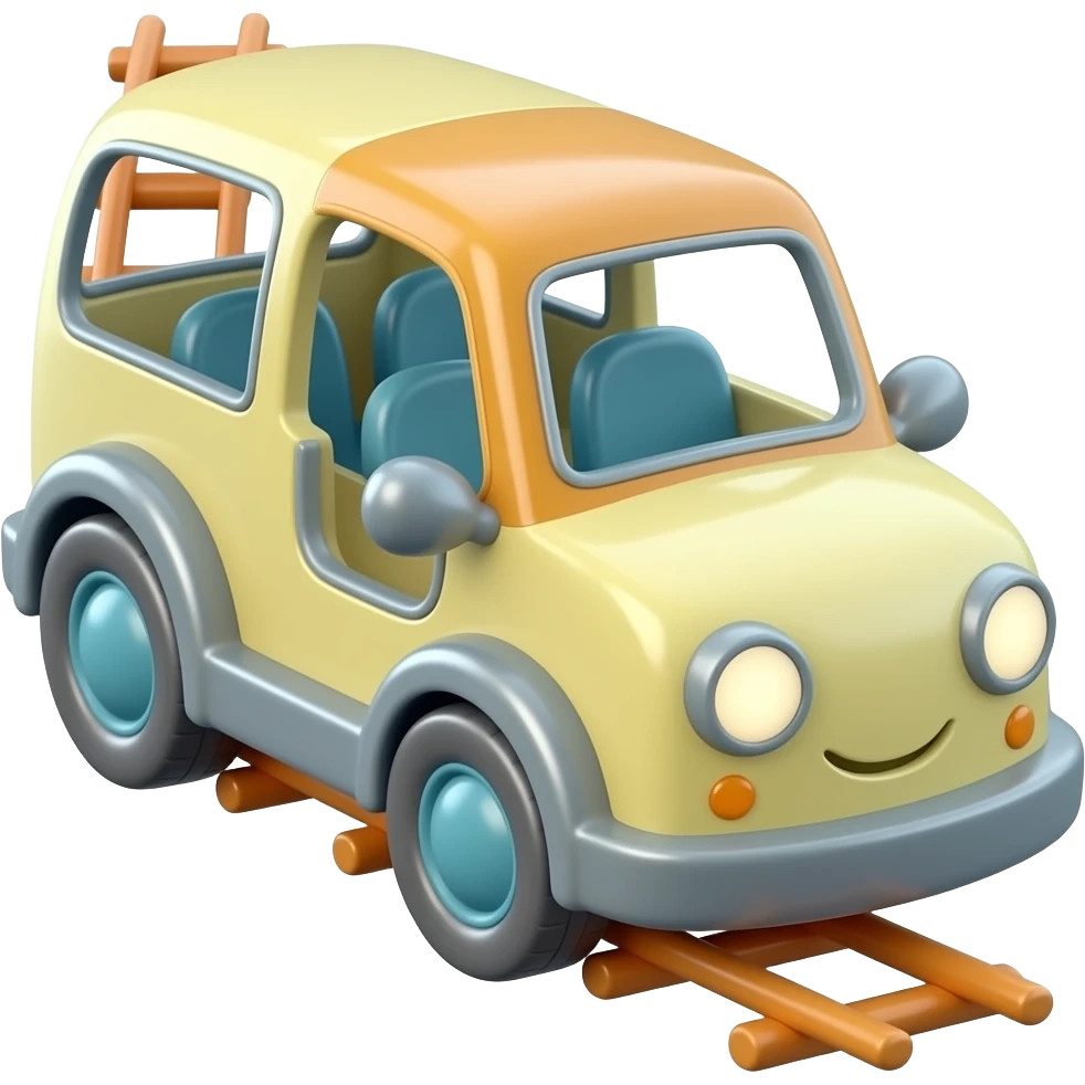 cartoon style, less detailed, toy like roller coaster car emoji