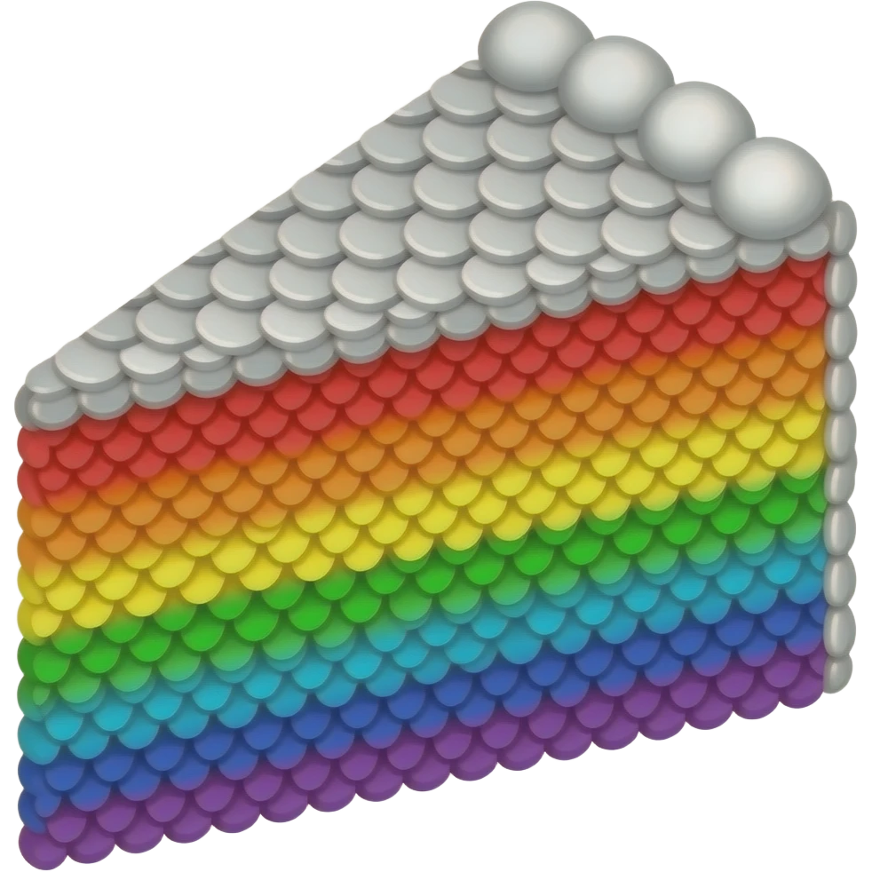 a rainbow sequin cake slice emoji