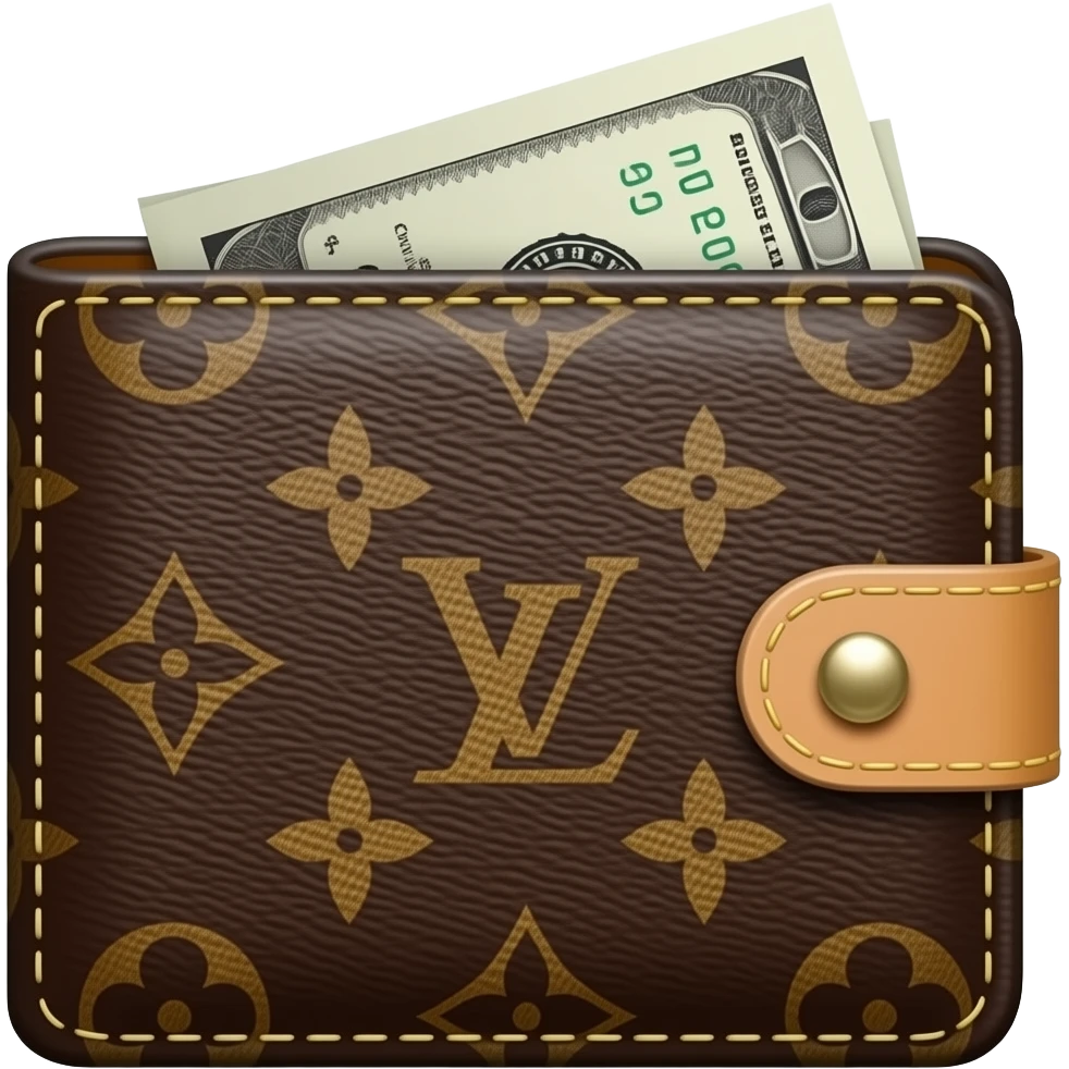 ультра реалистичный кошелек луи виттон с торчащими деньгами emoji