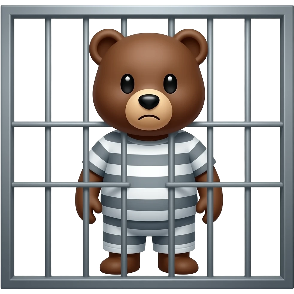 Guilty bear is in jail emoji