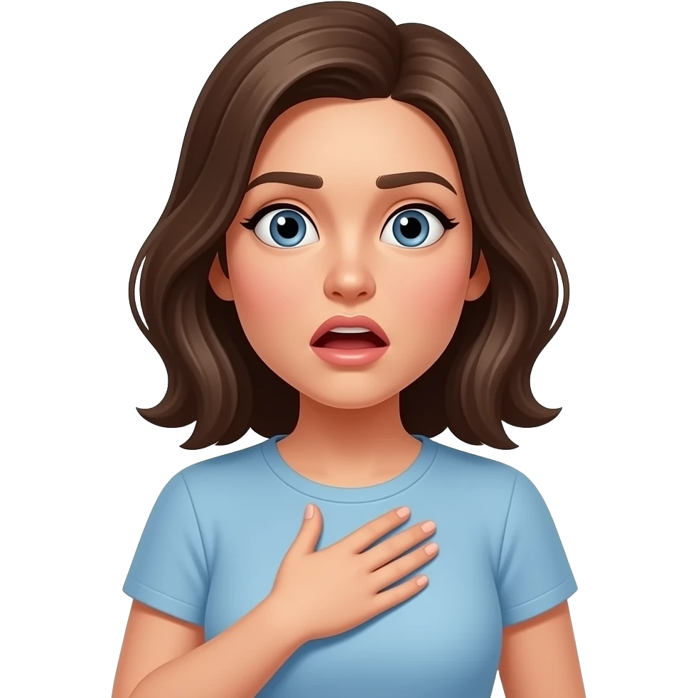 hand to chest and face flabbergasted female emoji