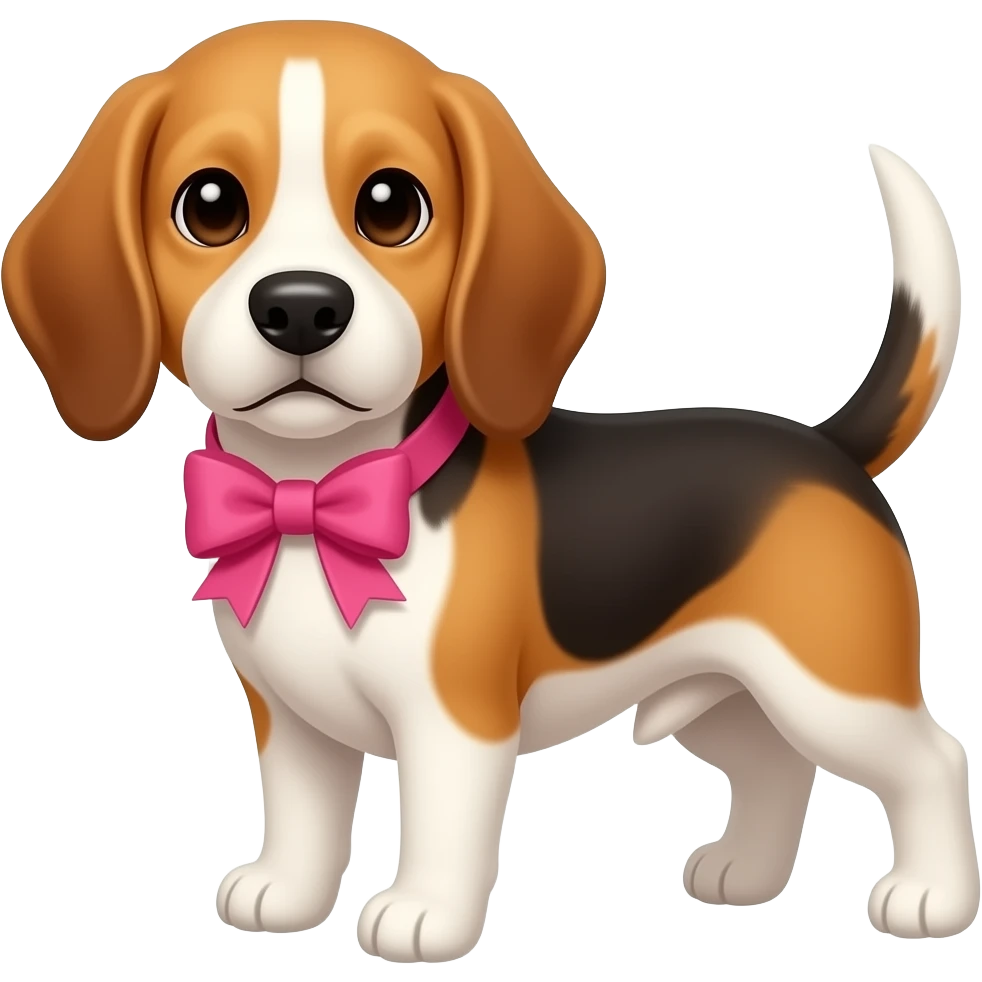 Beagle with pink bow, half body emoji