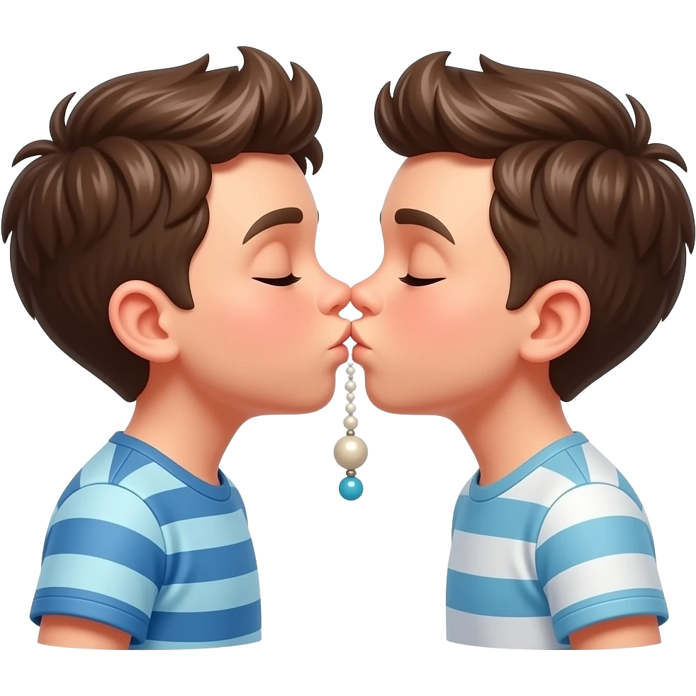 boy and a boy kissing and a bead emoji