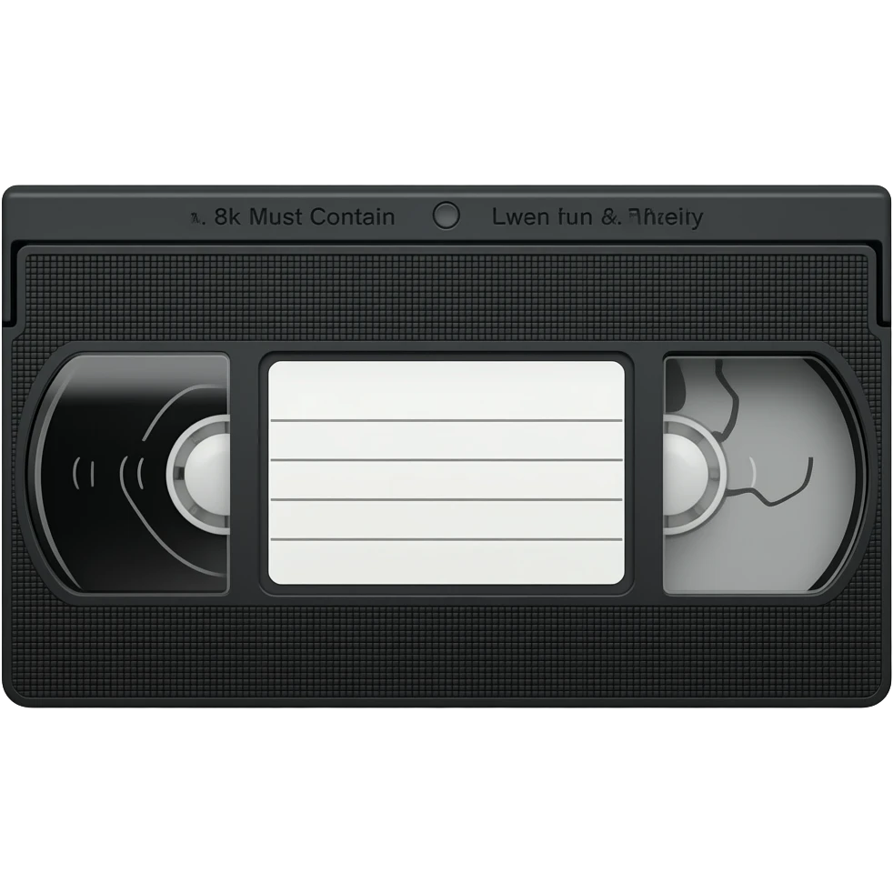 Ultrarealistic highly detailed vintage VHS tape, isolated, 3d render  8k. Must contain no emoji faces,no emoji icons  emoji