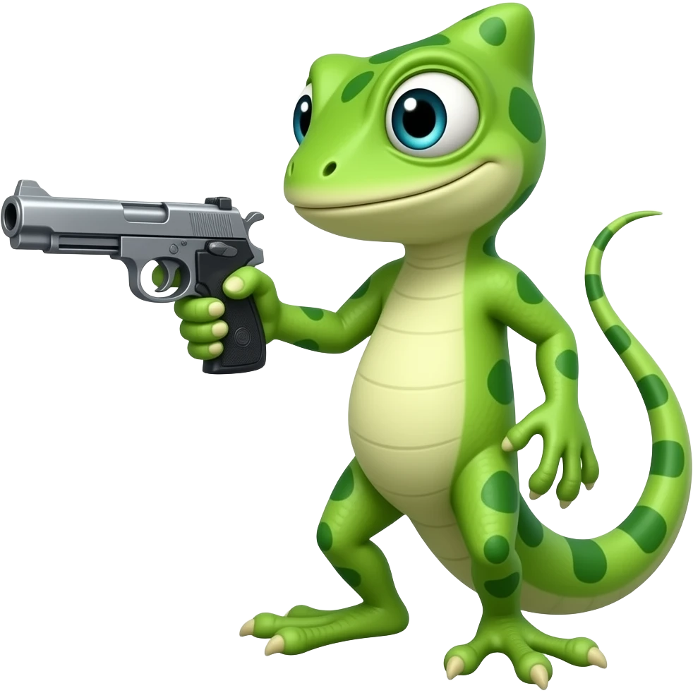 Lizard holding gun emoji