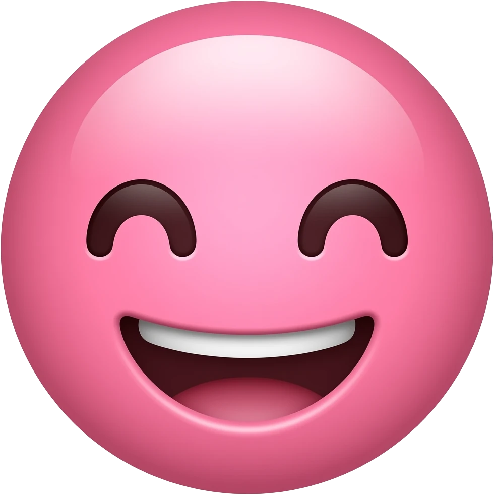 pink laughing face emoji