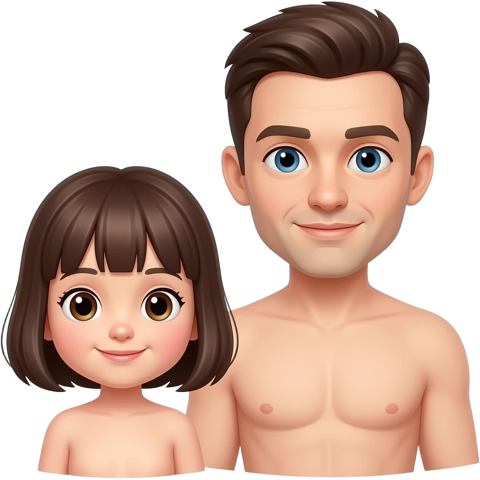 Naked girl kid with naked man emoji