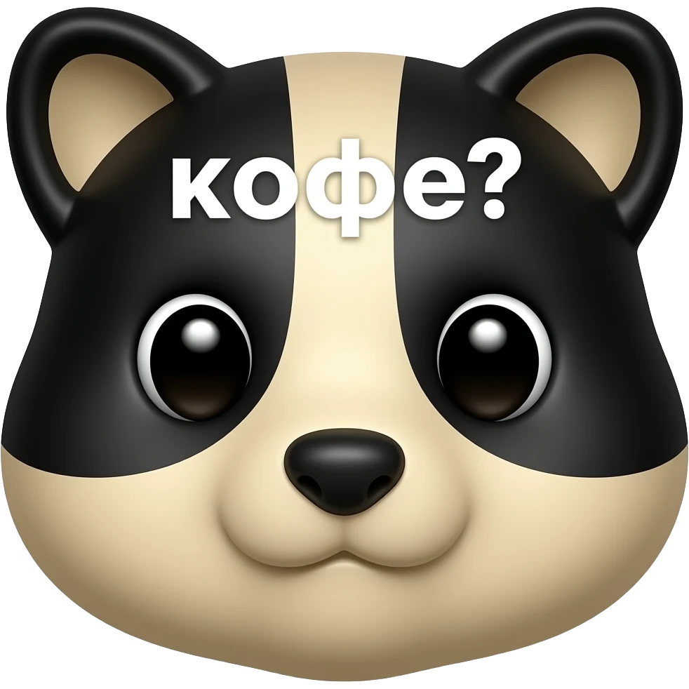 cute black beige emoji with russian text ‘кофе? emoji