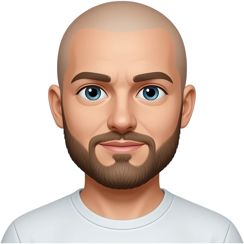 Jovem branco, careca e com barba emoji