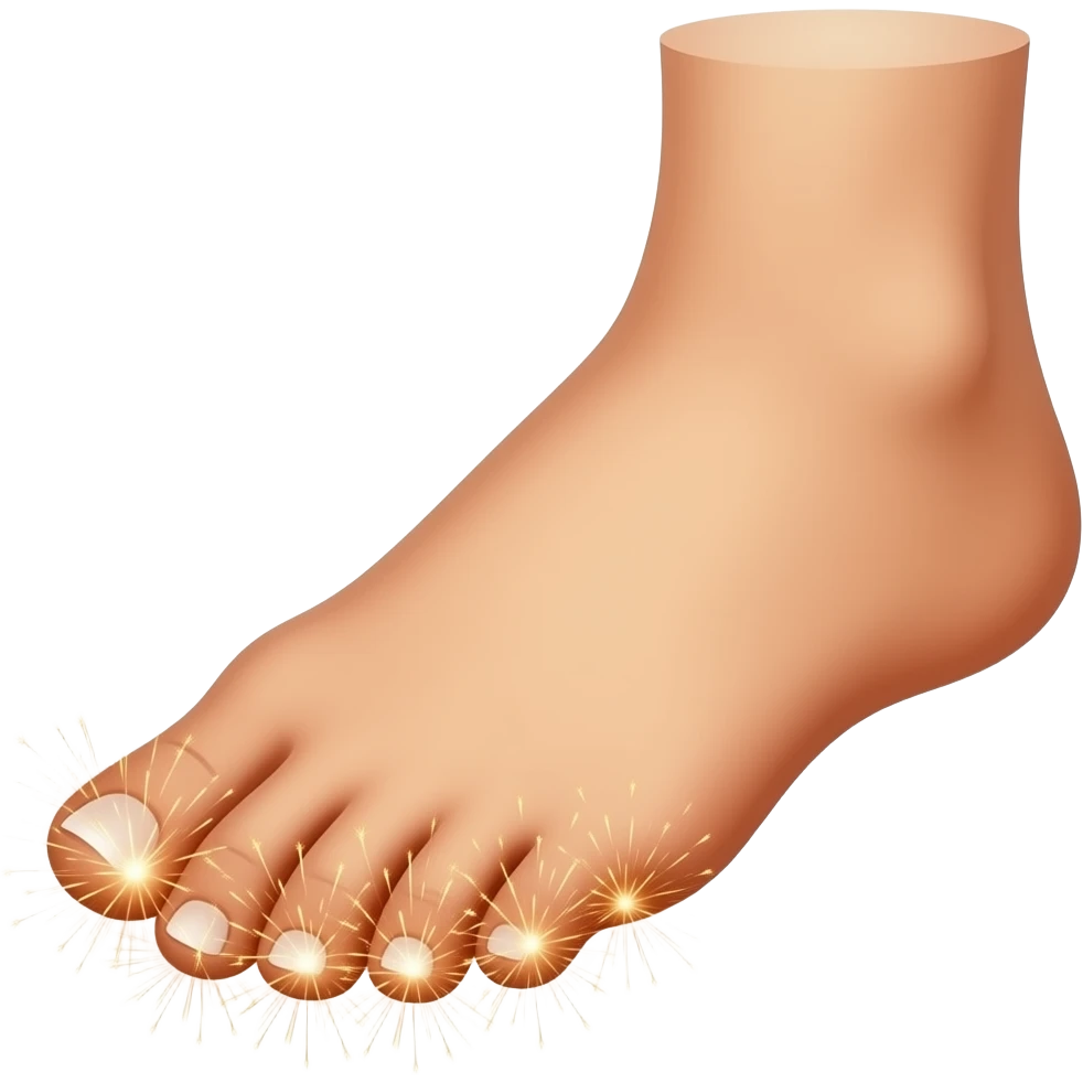 A foot with the toes replaced for Fireworks emoji