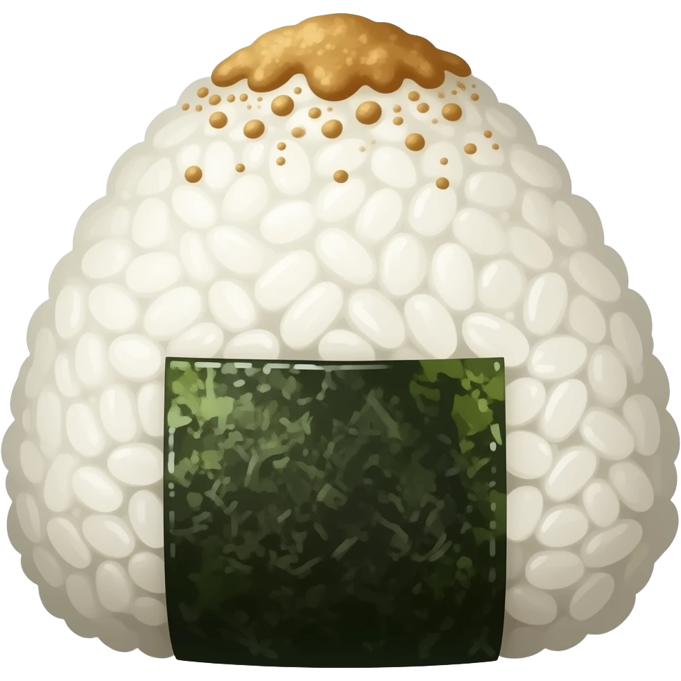 Rice molded into a ball shape with seaweed powder emoji