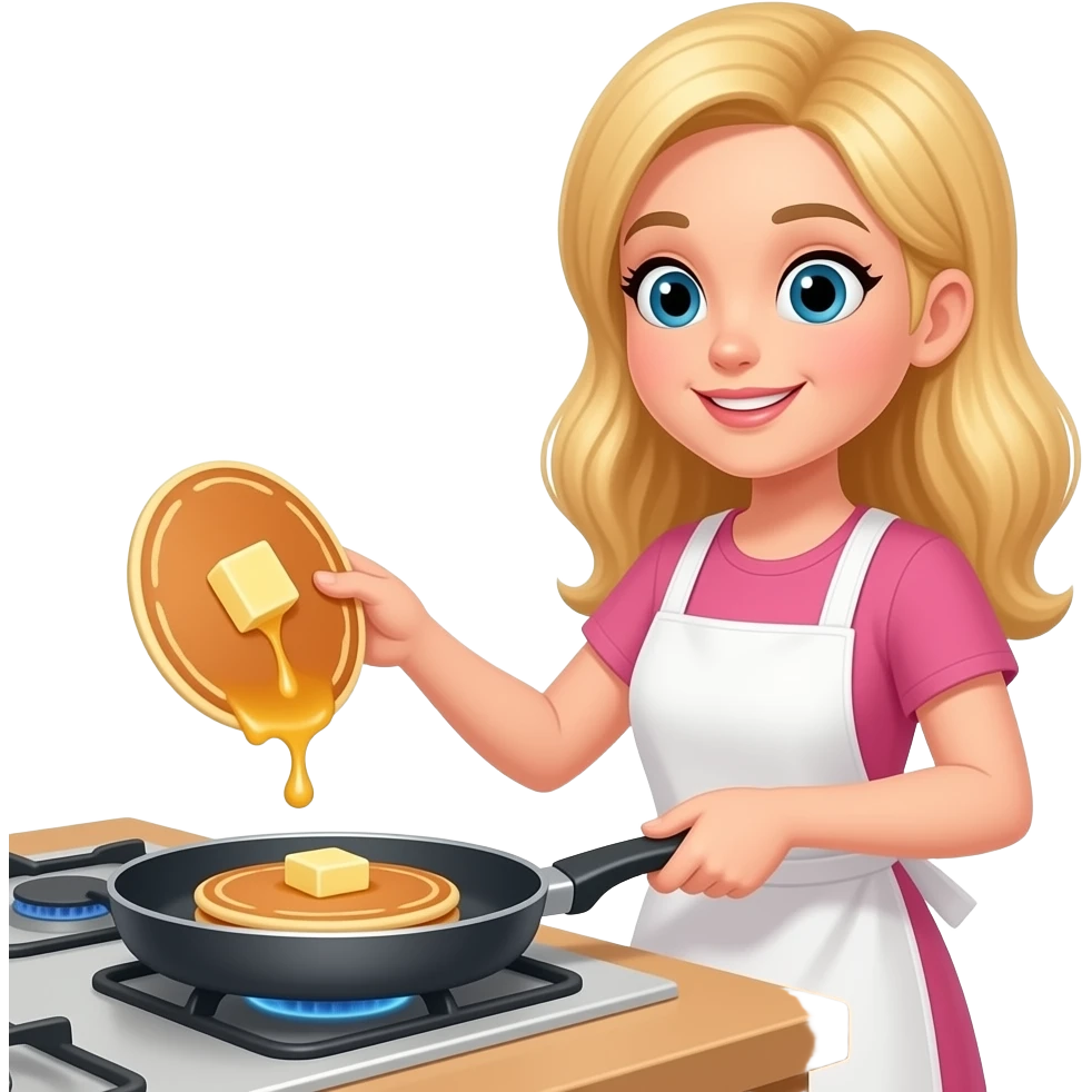Blonde girl who make pancakes emoji