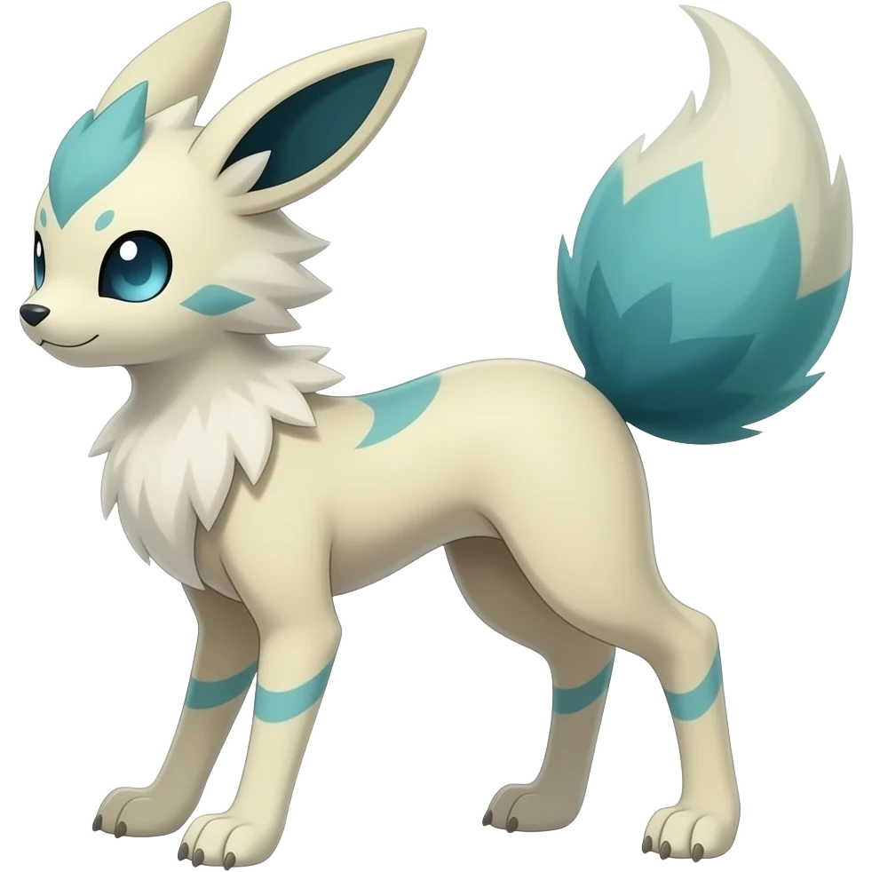 Slim thin lanky elegant oriental feral painted Absol-Litten-Fennekin-Sylveon-hybrid-animal emoji