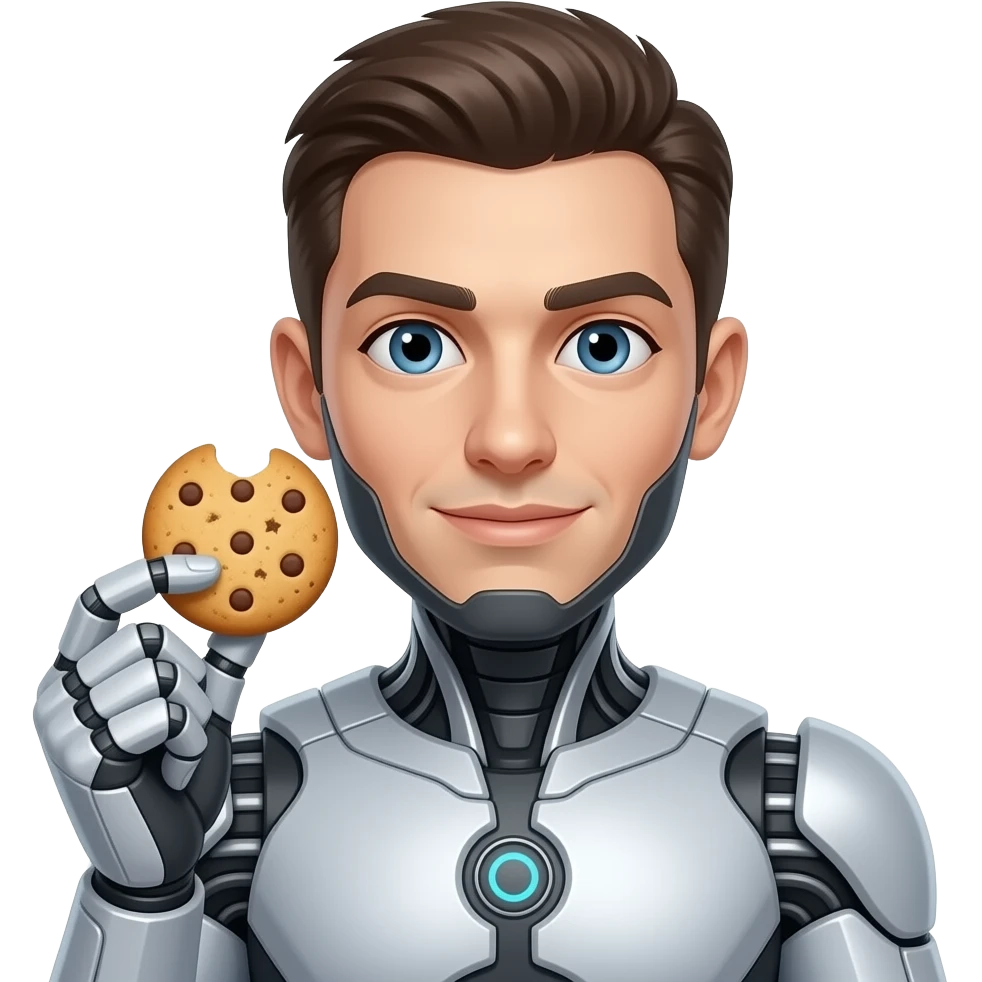 cyborg holding cookies emoji