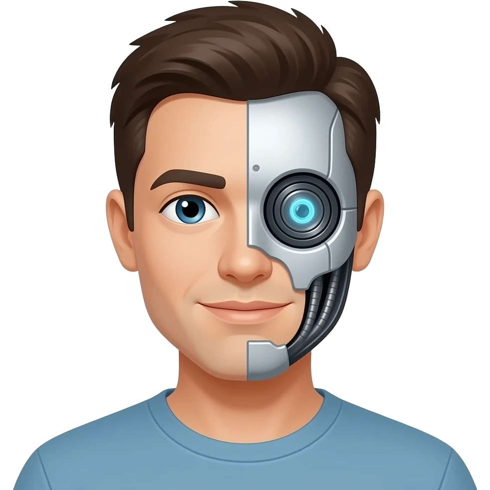 Un emoji que tenga la mitad robot emoji