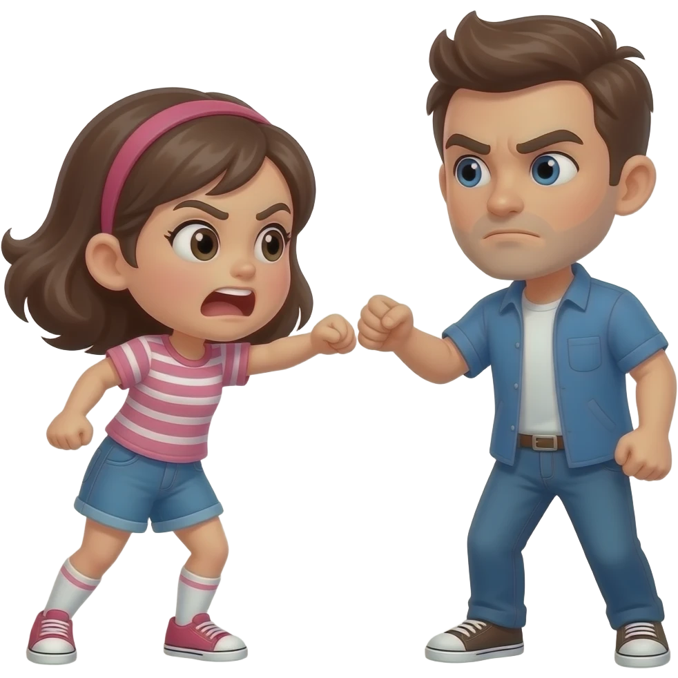 Girl angrily punching guy emoji