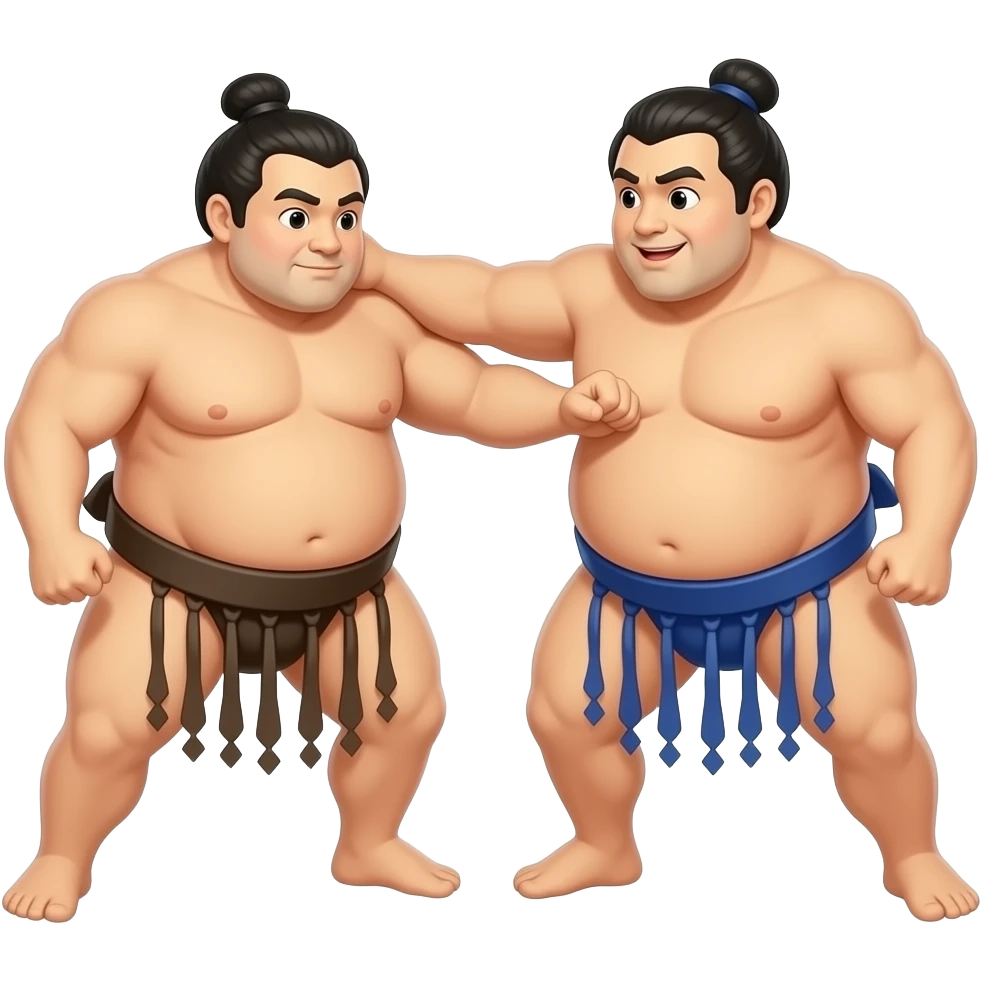Funny sumo wrestler fighting with another sumo wrestler emoji