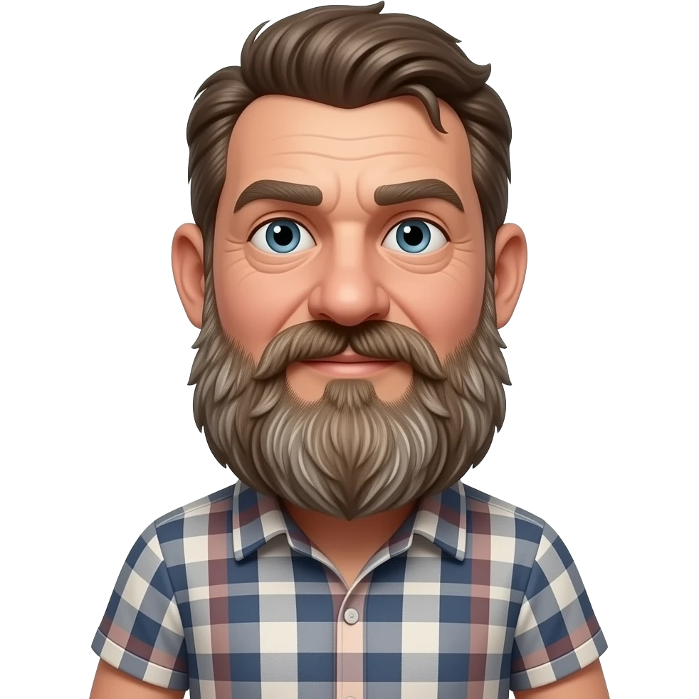 um homem de aparência rústica e proporções corporais exageradas. emoji